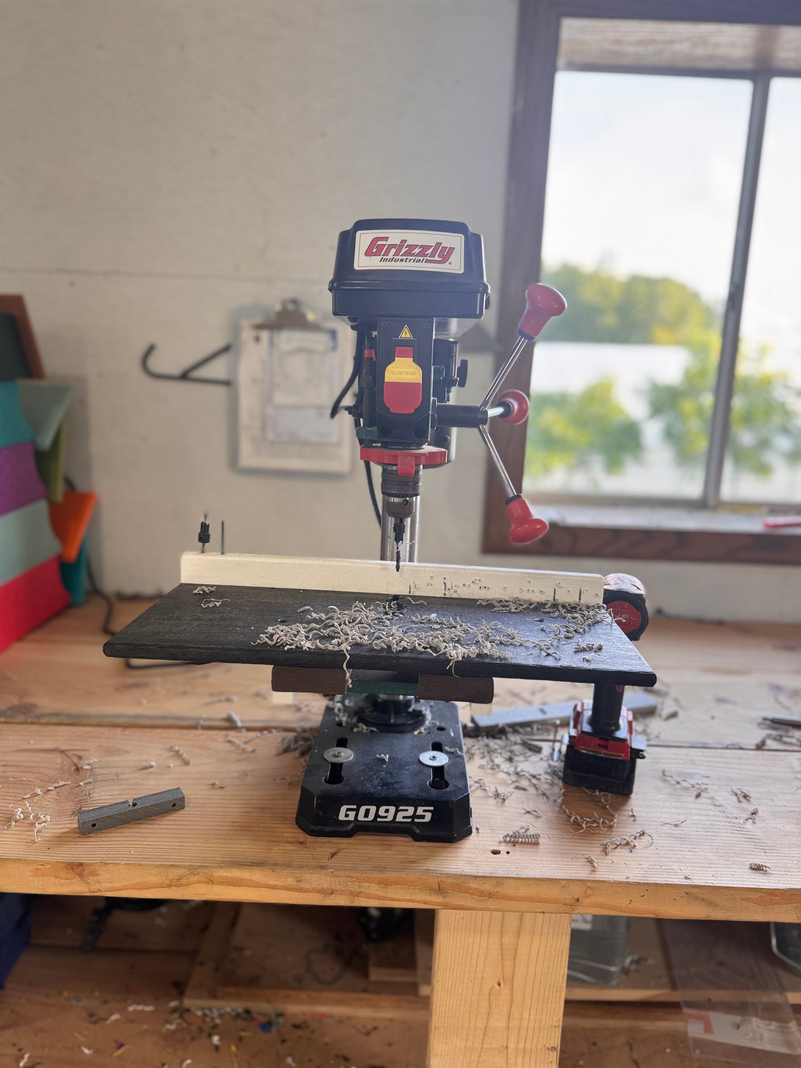 Grizzly drill press in the workshop